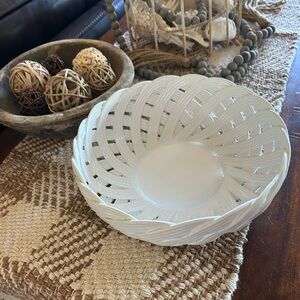 Vintage Nordstrom Ceramic Fruit Basket Bowl White